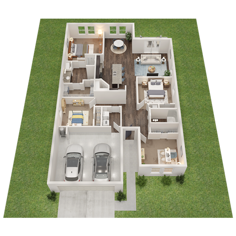 Floor plan for 4 beds, 2 baths, 1802 sqft